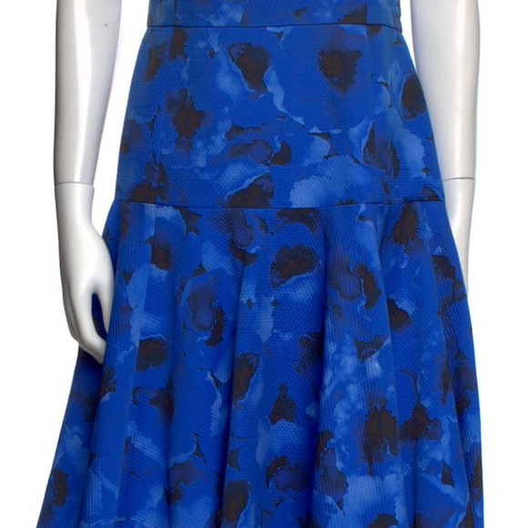 $2,295 MICHAEL KORS COLLECTION Italy Blue Black Floral Designer Dress – Size 14 - Picture 6 of 16